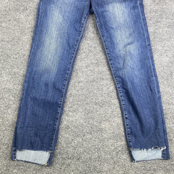 FRAME Le High Straight Jeans Womens 28 Blue Medium Wash Raw Hem Stretch Denim - Picture 3 of 11